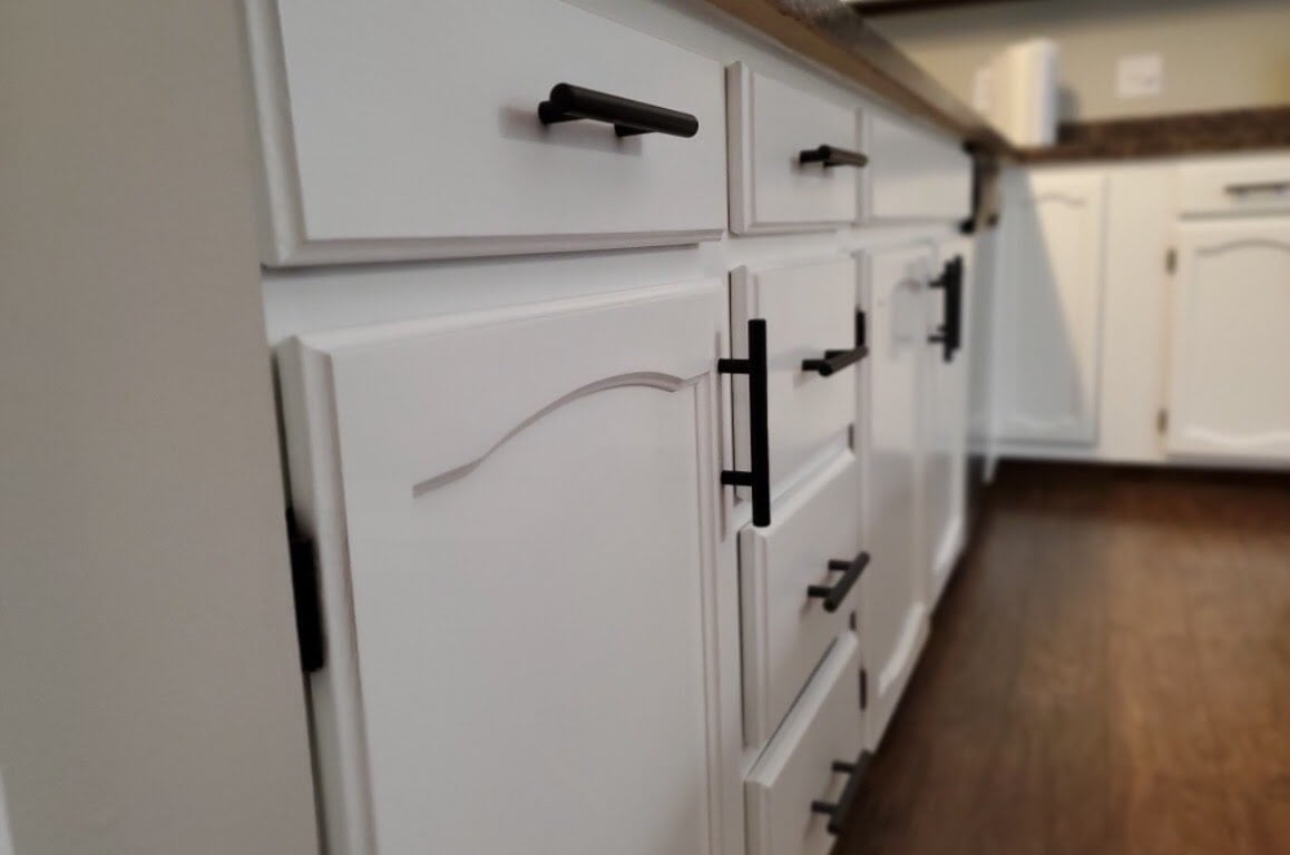 Freshly painted cupboards and drawers